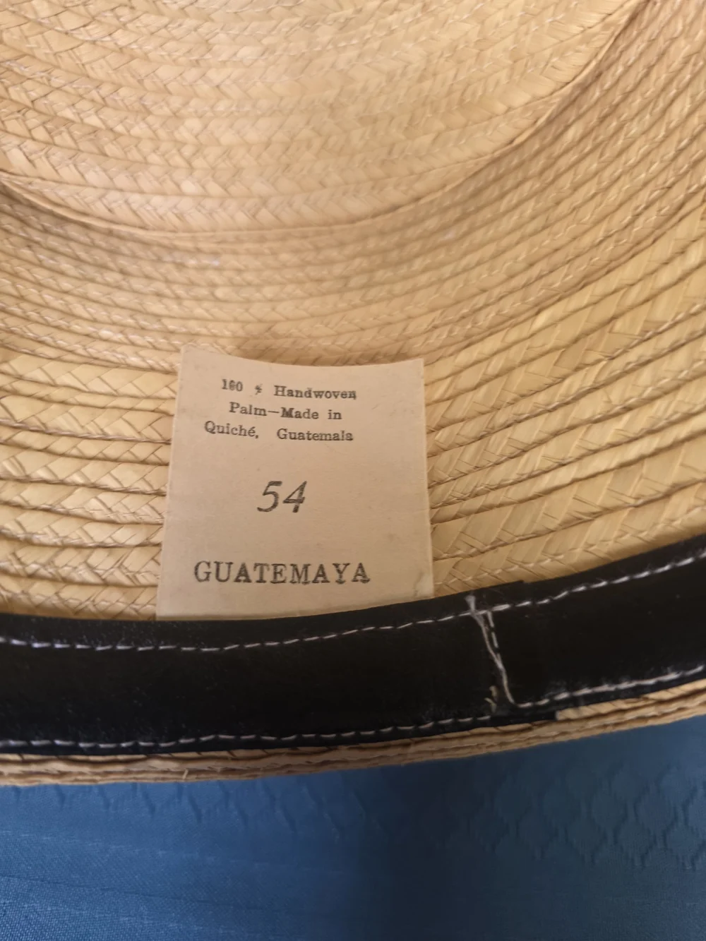 Vintage Guatemaya Handwoven Palm Leaf Sun Hat Sz 54 Quiché Guatemala Floral S
